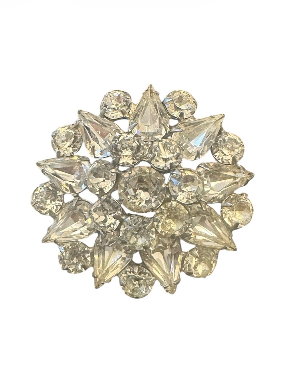 Vintage Albert Weiss Sparkling Clear Rhinestone Cluster Brooch - Picture 2 of 5